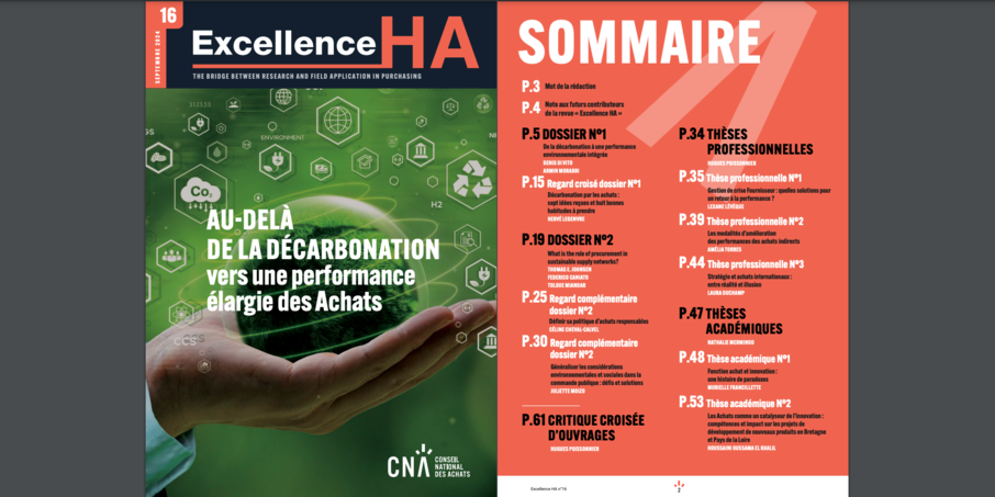 Excellence HA n°16 - Au-delà de la décarbonation, vers une performance élargie des Achats